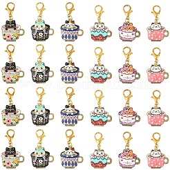 24 шт. 6 стиля подвесных украшений из эмалевого сплава с печатью&nbsp;HJEW-YW00247