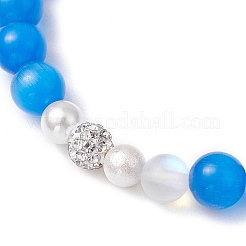 Braccialetti elastici con perline a forma di occhio di gatto per donne e uomini&nbsp;BJEW-JB11231