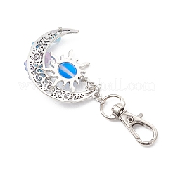 Подвесные украшения из синтетического лунного камня и сплава в форме луны и солнца&nbsp;HJEW-JM04647