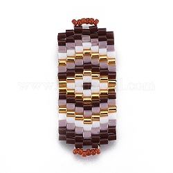 Liens de perles de rocaille japonaises miyuki & toho, motif de tissage, rectangle, colorées, 34~35x14~14.5x1.6~2mm, Trou: 1.8~2mm