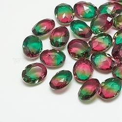 Cabujones de cristal con rhinestone, turmalina de imitación, facetados, oval, esmeralda, 18x13x7mm