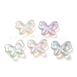 Placage uv perles acryliques transparentes lumineuses, brillent dans le noir, papillon, couleur mixte, 25x30x8.5mm, Trou: 2mm