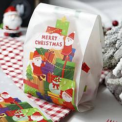 Weihnachtsthema Rechteck Papiertüten, kein Griff, für Geschenk- und Lebensmittelverpackungsbeutel, Geschenkbox Muster, 24.8x10x0.02 cm, 50 Stück / Beutel
