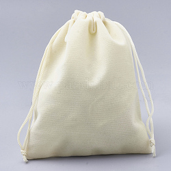 Pochettes rectangle en velours, sacs-cadeaux, beige, 15x12 cm