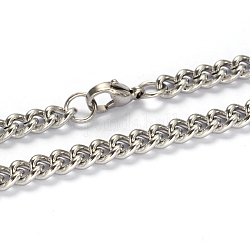 201 de acero inoxidable collares de cadena de cadena del encintado trenzado, con cierre de langosta, color acero inoxidable, 23.62 pulgada (60 cm), 5mm