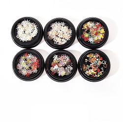 Patch ordinateur thème de noël, décorations nail art en métal pour femmes, style de menuisiers en filigrane, formes mixtes, couleur mixte, 2~7x2~10x0.2mm, 6boxs / ensemble