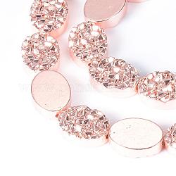 Chapelets de perles en hématite synthétique sans magnétique, ovale, rose plaqué or, 14x10x4mm, Trou: 1mm, Environ 28 pcs/chapelet, 15.7 pouce.