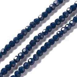 Faceted Glass Beads Strands, Round, Prussian Blue, 6x5.5mm, Hole: 1.2mm, about 95pcs/strand, 22.24''(56.5cm)