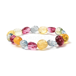 Bracelet extensible de perles de forme libre de quartz naturel pour enfant, colorées, diamètre intérieur: 1-7/8 pouce (4.7 cm), perles: 8~12x6~10x5~8.5 mm