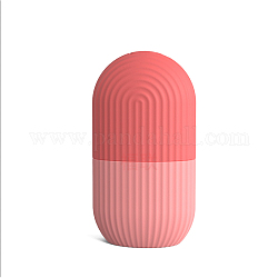 円柱型シリコン再利用可能アイスフェイスローラー  フェイスマッサージアイスホルダー  毛穴の縮小 シワを減らす 美容用品  ピンク  4.2x6.2x11.5cm