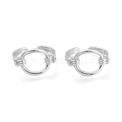 Anelli gemelli in ottone, anelli aperti, Forma anello, Vero platino placcato, formato 7, diametro interno: 17mm