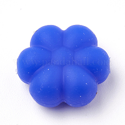 Food Grade Eco-Friendly Silicone Beads, Chewing Beads For Teethers, DIY Nursing Necklaces Making, Flowerr, Blue, 14x13x6mm, Hole: 2mm