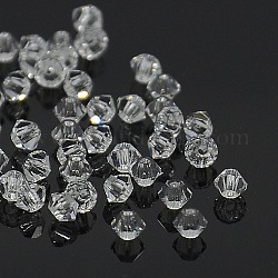 Faceted Bicone Czech Crystal Beads, Clear, 3x2.4mm, Hole: 0.8mm