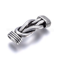 304 connecteurs de liens en acier inoxydable, pour la fabrication de bijoux en cuir cordon bracelets, argent antique, 43x15x8.5mm, Trou: 6x12mm