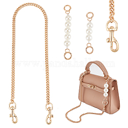 Wadorn 3 pz 3 stile plastica abs imitazione perla e ferro barbazzale maniglie borsa catena, oro, 13.5~60cm, 1pc / style