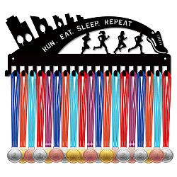 Cadre porte-médailles en fer, support de cintre d'affichage de médailles, 20 crochets, avec des vis, fonctionnement, des sports, 146x400mm, Trou: 5mm
