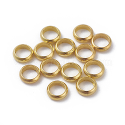 Spacer бисер латунные, плоско-круглые, золотые, 4x1 мм, отверстие : 2.5 мм