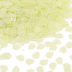 Perles de paillettes en plastique, Style mat, décorations artisanales à coudre, fraise, jaune vert, 7x6x0.3mm