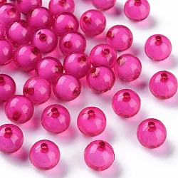 Transparente Acryl Perlen, Perle in Perlen, Runde, Medium violett rot, 11.5x11 mm, Bohrung: 2 mm, ca. 520 Stk. / 500 g