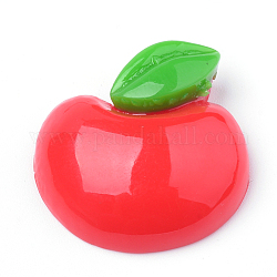 Cabochon decodificati in resina, mela, rosso, 24~25x24.5x8mm