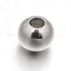 Intercalaires perles rondes en 303 acier inoxydable, couleur inoxydable, 4mm, Trou: 1.5mm