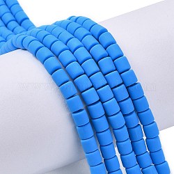 Ручной полимерные нити глины шарик, колонка, Плут синий, 6.5x6 мм, отверстие : 1.2 мм, около 61 шт / нитка, 15.75 дюйм (40 см)