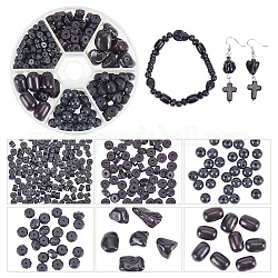 Синтетические бирюзовые бусины Arricraft 6 Styles, окрашенные, разнообразные, чёрные, 2~10x4~18 мм, отверстие : 1 мм