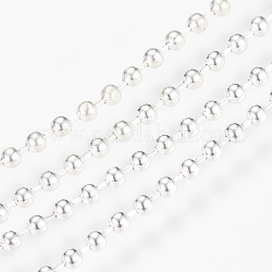 Chaînes de boule en fer, chaîne de perles, soudé, avec bobine, sans nickel, couleur argentée, perler environ 2.4 mm de diamètre, environ 328.08 pied (100 m)/rouleau