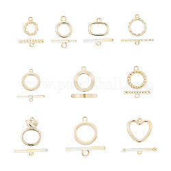 22 комплект 11 стилей из сплава с тумблером, кольцо, сердце и прямоугольник с закругленными углами, золотые, 2 комплект / стиль