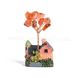 樹脂ディスプレイ装飾  レイキエネルギーストーン風水装飾品  天然赤瑪瑙の木と銅線を使用  ハウス  29x20x50~55mm