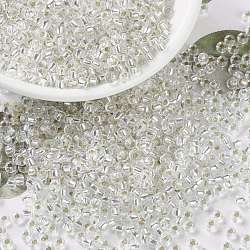 Miyuki runde Rocailles Perlen, japanische Saatperlen, 8/0, (rr1) silverlined Kristall, 3 mm, Bohrung: 1 mm, ca. 422~455 Stk. / 10 g