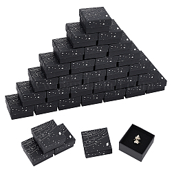 Astucci per gioielli in cartone nbeads, con spugna nera opaca, per confezioni regalo di gioielli, quadrato con motivo a galassia, nero, 5.3x5.3x3.2cm