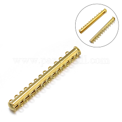 12-Stränge 24-Löcher Rohr Messing Magnet Gleitverschluß Spangen, Nickelfrei, golden, 60x10x7 mm, Bohrung: 2 mm
