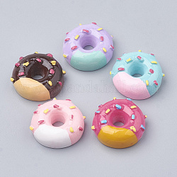 Cabochons décodés en résine, donut, nourriture imitation, couleur mixte, 21x9mm
