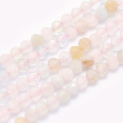 Chapelets de perles en morganite naturelle, ronde, facette, 2mm, Trou: 0.5mm, Environ 174 pcs/chapelet, 15.5 pouce (39.5 cm)
