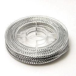Geflochtener, unelastischer Perlenfaden, metallischer Faden, Stickgarn, Silber, 0.6 mm, ca. 10.93 Yard (10m)/Rolle