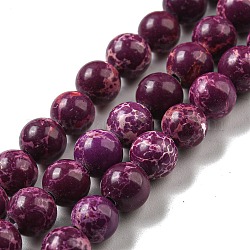 Synthetische imperiale Jaspis-gefärbte Perlenstränge, Runde, lila, 6 mm, Bohrung: 1.4 mm, ca. 60~62 Stk. / Strang, 14.72''~15.28'' (37.4~38.8 cm)