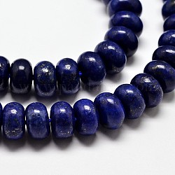 Naturales lapis lazuli de hebras de abalorios, rerondana plana, teñido, 8x5mm, agujero: 1 mm, aproximamente 76 pcs / cadena, 15 pulgada