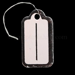 Rectangle Jewelry Display Paper Price Tags, with Cotton Cord, Black, 23x13x0.2mm, Hole: 2mm, 500pcs/bag
