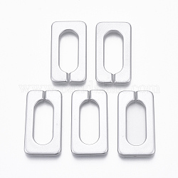 Spray Painted CCB Plastic Linking Rings, Quick Link Connectors, For Jewelry Cross Chains Making, Rectangle, Silver, 43.5x24x4.5mm, Inner Diameter: 12x29mm