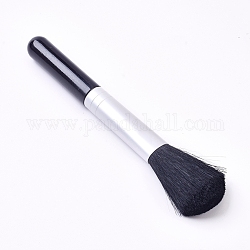 Cepillo de maquillaje con mango de plástico, con lana, brocha para polvos, rubor cepillo bronceador, negro, 129x13mm