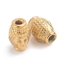 Perles style bouddhiste en 304 acier inoxydable, tête de bouddha, or, 15x11.5x10.5mm, Trou: 3.2mm