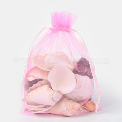 Bolsas de regalo de organza con cordón, bolsas de joyería, banquete de boda favor de navidad bolsas de regalo, rosa, 18x13 cm