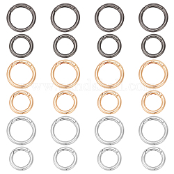 WADORN 24Pcs 6 Styles Alloy Spring Gate Rings, O Rings, Mixed Color, 28.5~34x4.7mm, 4pcs/style