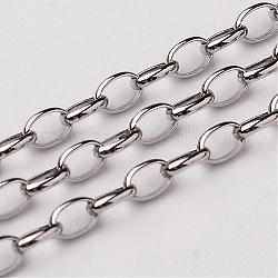 304 Stainless Steel Rolo Chains, Belcher Chains, Soldered, Stainless Steel Color, 2.5x1mm