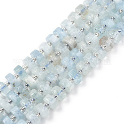 Natürliche Aquamarin Perlen Stränge, mit Glasperlen, heishi Perlen, Flache Runde / Scheibe, 6~6.5x3~3.5 mm, Bohrung: 1 mm, ca. 35~42 Stk. / Strang, 7.09 Zoll ~ 7.68 Zoll (18~19.5 cm)