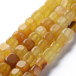 Natürliche Achat Perlen Stränge, gefärbt und erhitzt, Würfel, golden, 5~8x4~8x4~6 mm, Bohrung: 1.2 mm, ca. 50 Stk. / Strang, 14.76 Zoll (37.5 cm)