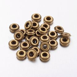 Perles de séparateur de style tibétain , sans cadmium et sans plomb et sans nickel, rondelle, bronze antique, sans plomb et sans nickel, 6x2.5mm, Trou: 2.4mm