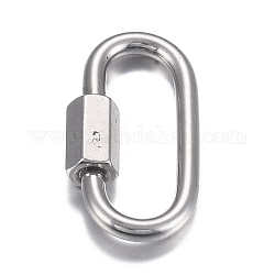 304 Stainless Steel Screw Carabiner Lock Charms, for Necklaces Making, Oval, Stainless Steel Color, 26x13x2mm, Screw: 7x4.5mm