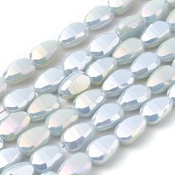 Chapelets de perles en verre opaque de couleur unie, plein arc-en-plaqué, facette, larme, lavande, 9x6x4.5mm, Trou: 1.2mm, Environ 79 pcs/chapelet, 27.17 pouce (69 cm)